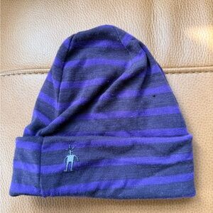 Kids Striped Merino smartwool Purple & Black Beanie Hat